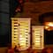Modern Farmhouse White Wooden Shutter Lantern Set, 25.5" & 19"